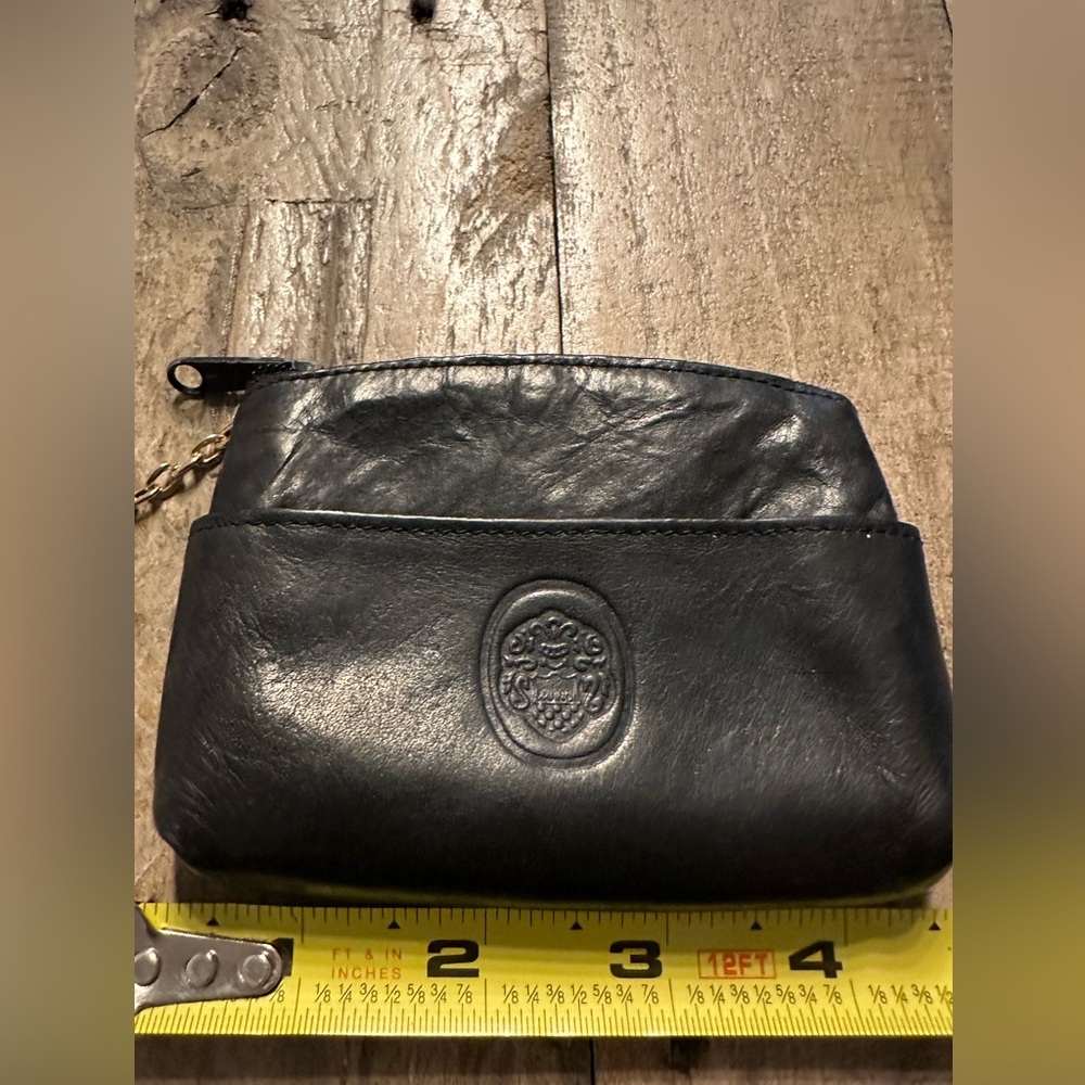 Vintage Black Leather coin purse/ keychain